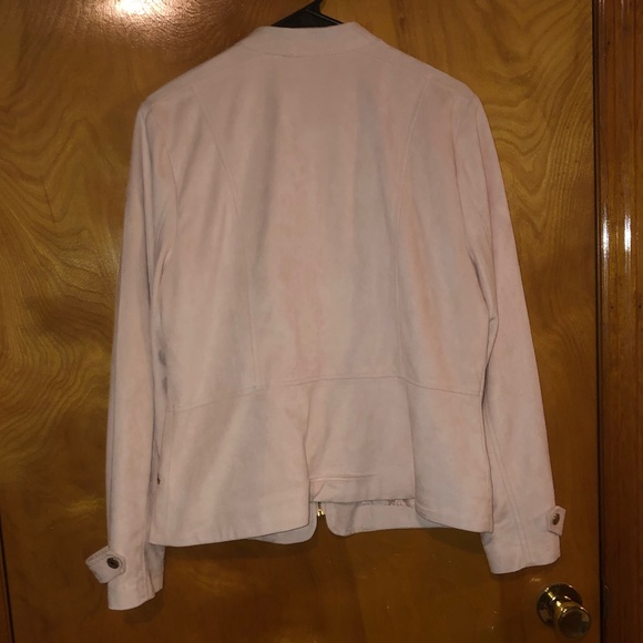 NWOT Christopher & Banks Light Pink Faux Suede Zippered Jacket (Medium) - Picture 2 of 5